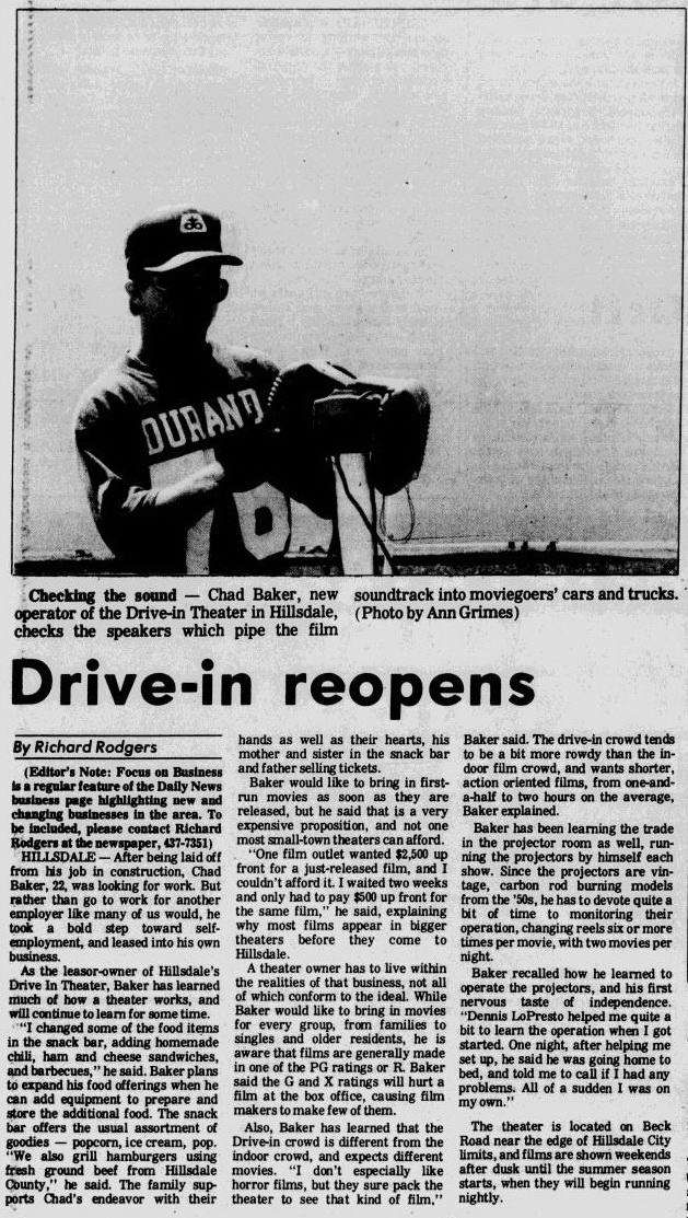 Hillsdale Drive-In Theatre - May 14 1985